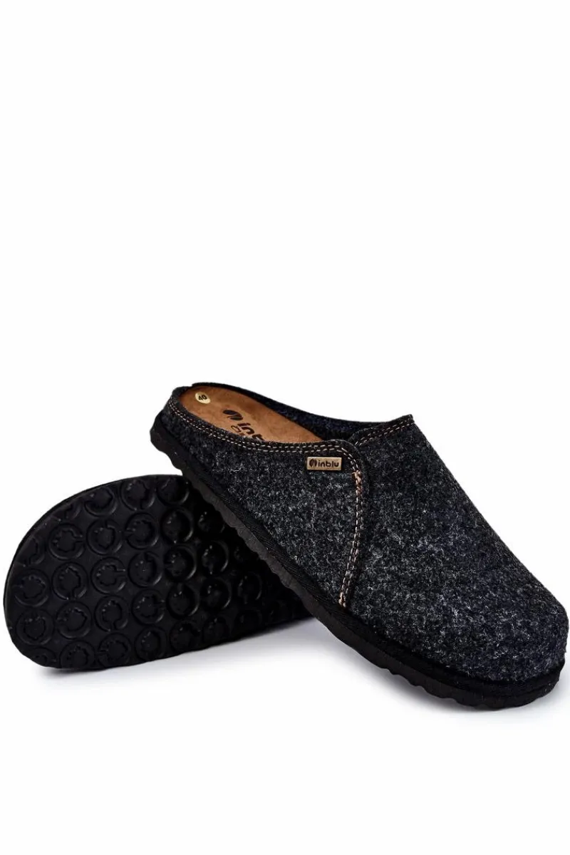 Klapki Męskie Klasyczne|Papcie Męskie>INBLU Męskie Profilaktyczne Papcie Klapki SI000020 Szare