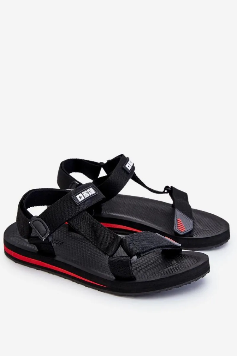 New Męskie Sandały Na Rzepy Big Star DD174717 Czarne Damskie Sandały Męskie|Sandały Big Star