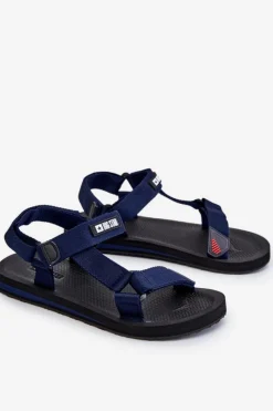 Discount Big Star Shoes Męskie Sandały Na Rzepy Big Star DD174718 Granatowe Niebieski