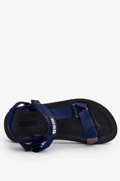 Discount Big Star Shoes Męskie Sandały Na Rzepy Big Star DD174718 Granatowe Niebieski