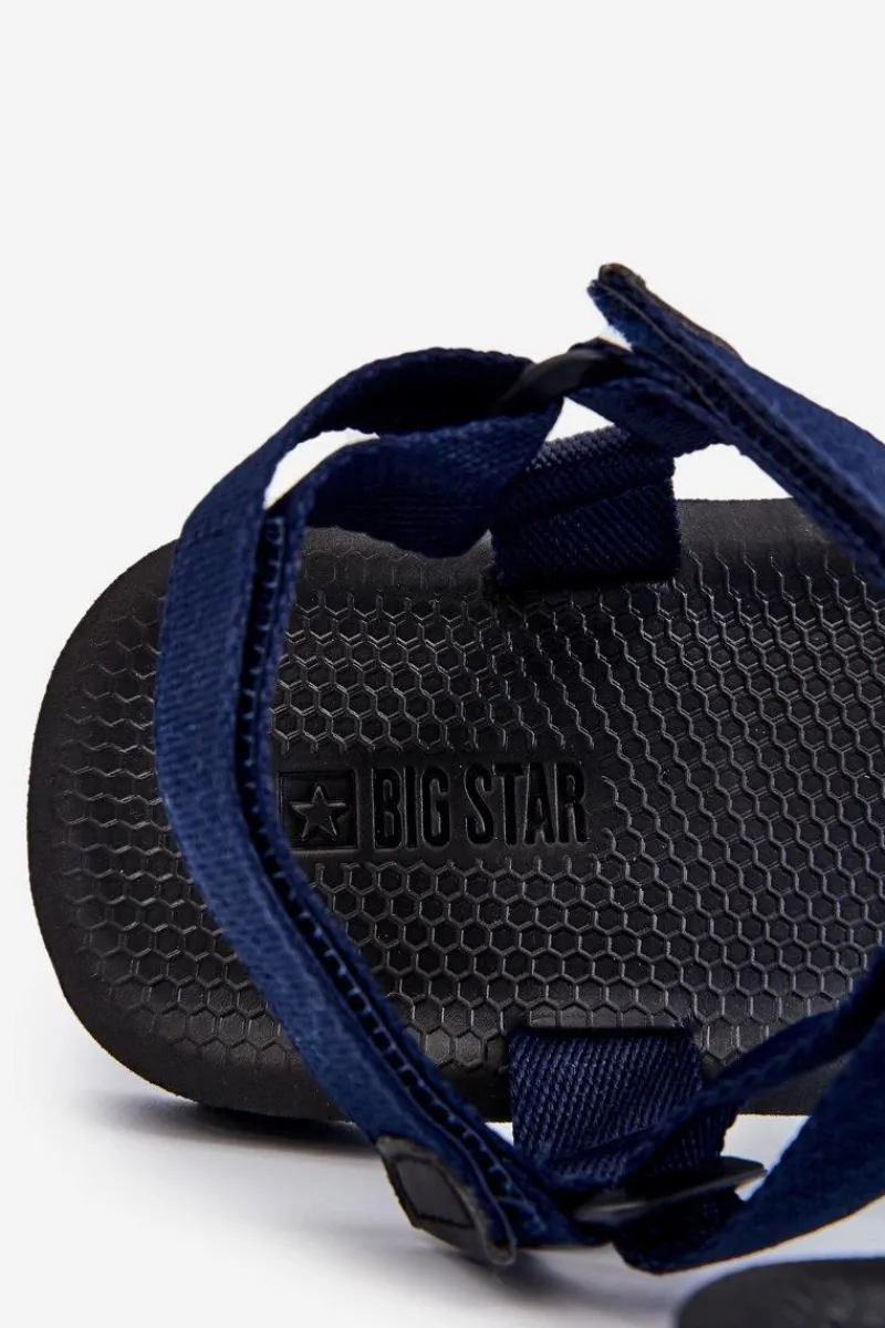 Discount Big Star Shoes Męskie Sandały Na Rzepy Big Star DD174718 Granatowe Niebieski