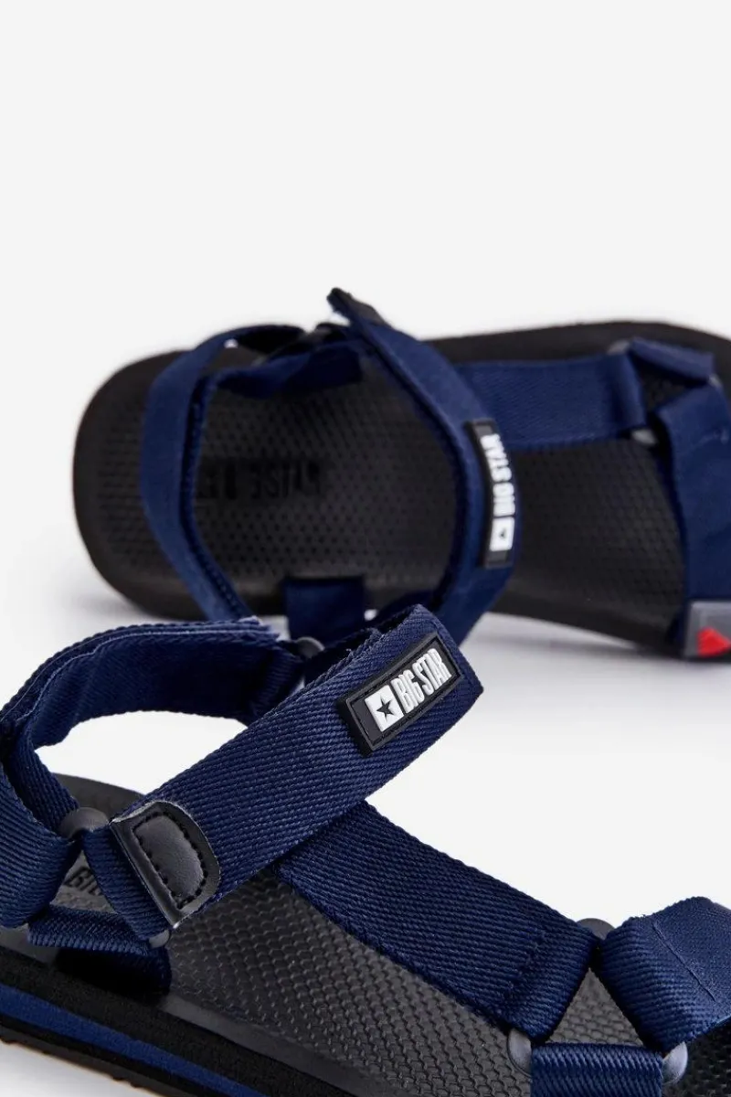 Discount Big Star Shoes Męskie Sandały Na Rzepy Big Star DD174718 Granatowe Niebieski