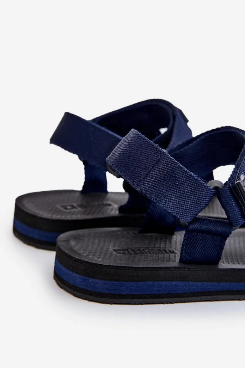 Discount Big Star Shoes Męskie Sandały Na Rzepy Big Star DD174718 Granatowe Niebieski