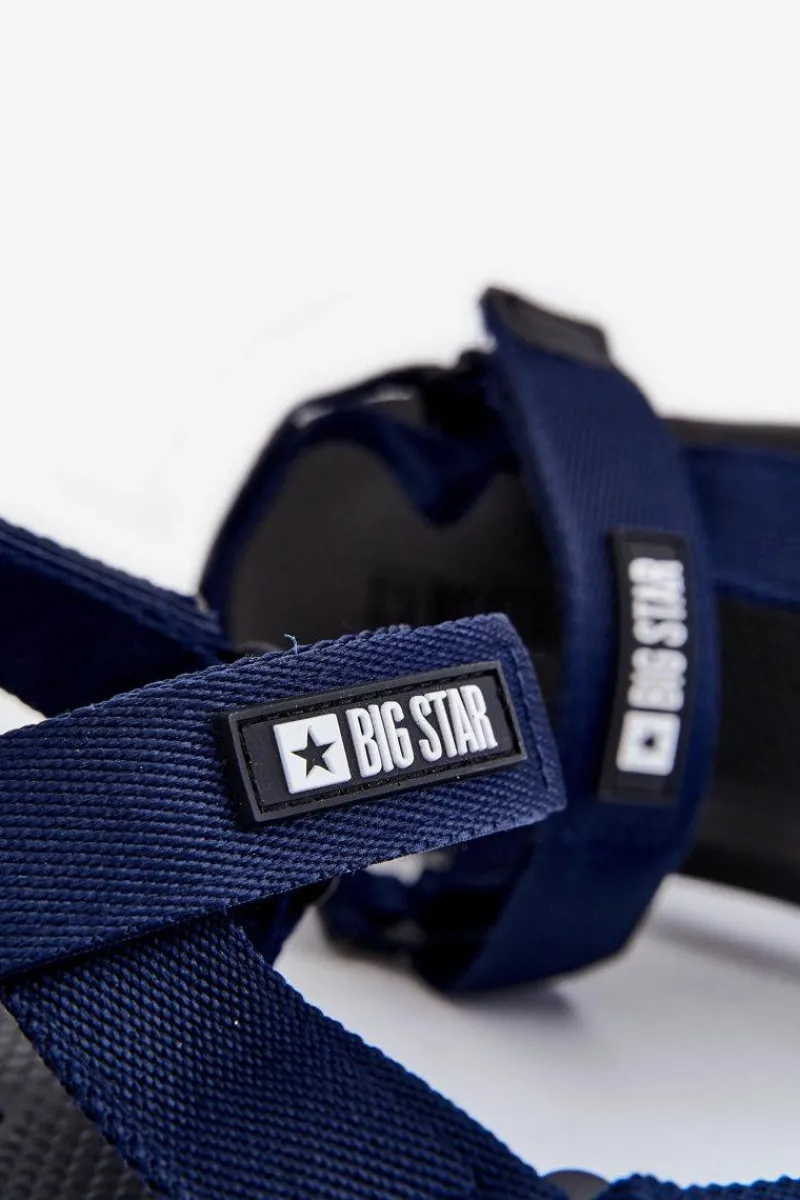 Discount Big Star Shoes Męskie Sandały Na Rzepy Big Star DD174718 Granatowe Niebieski