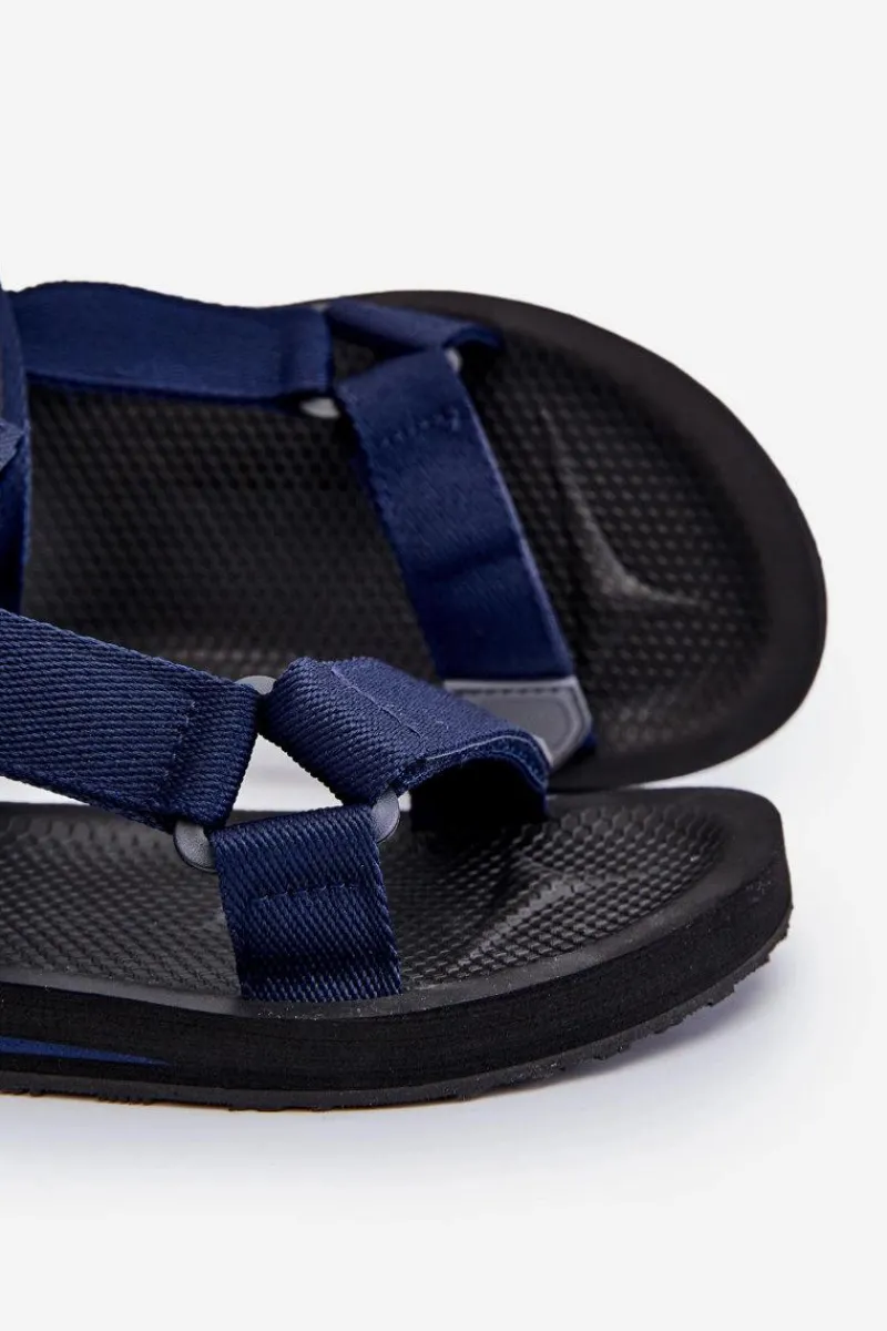 Discount Big Star Shoes Męskie Sandały Na Rzepy Big Star DD174718 Granatowe Niebieski