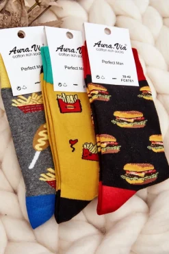 Skarpetki|Skarpetki>Aura.via Męskie Skarpetki Frytki Szare Szary