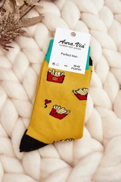 New Aura.via Męskie Skarpetki Frytki Żółte