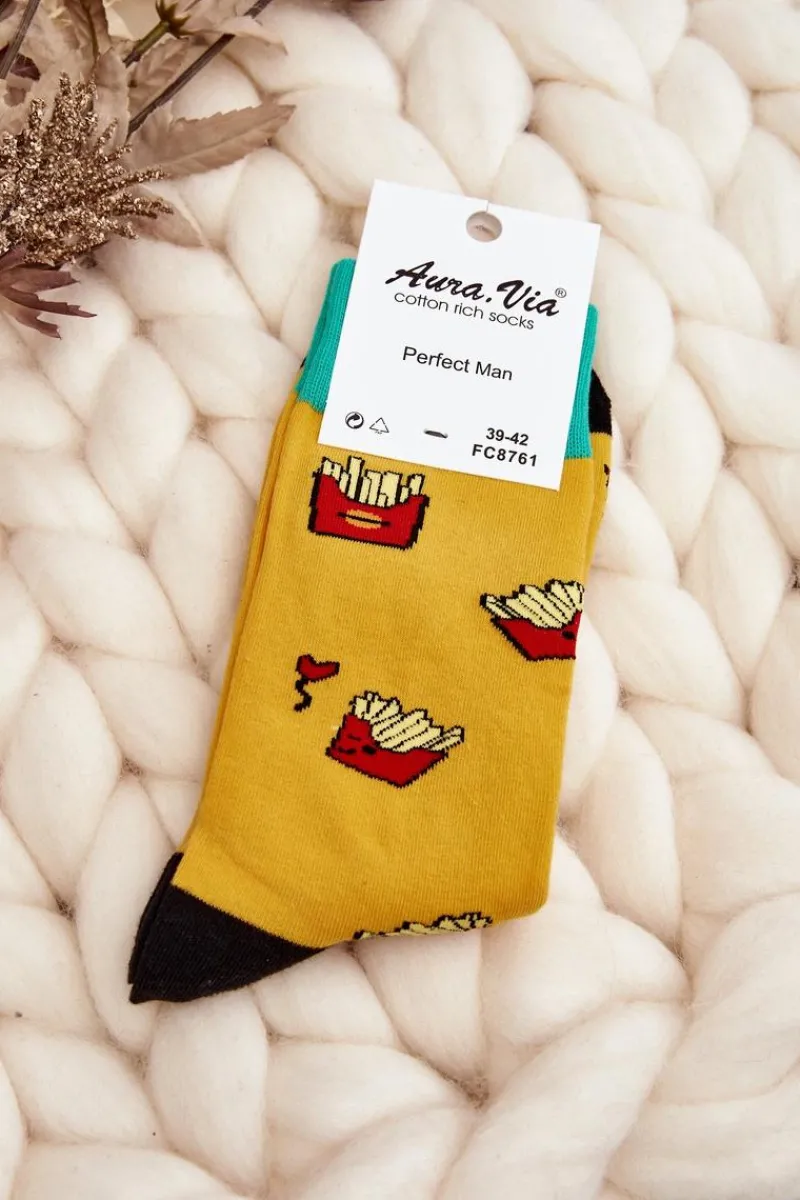 New Aura.via Męskie Skarpetki Frytki Żółte