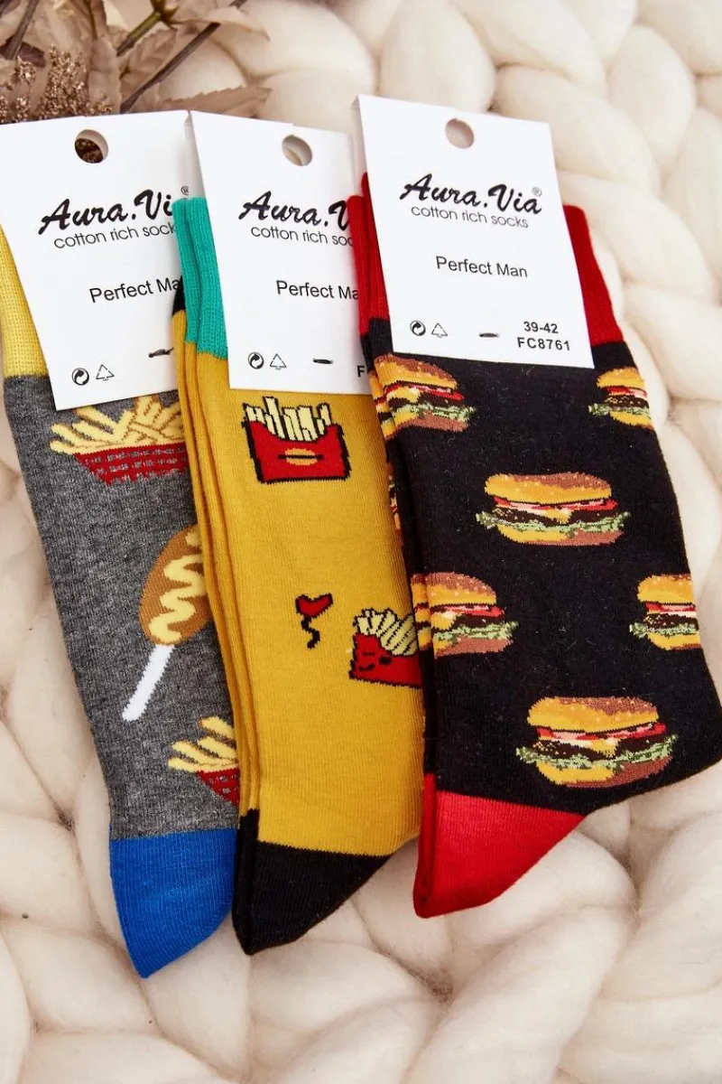 New Aura.via Męskie Skarpetki Frytki Żółte