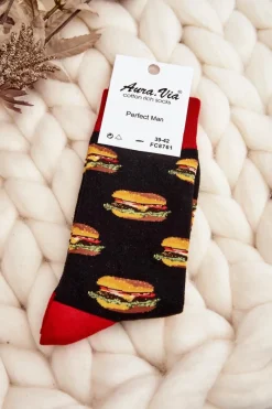 Online Męskie Skarpetki Hamburgery Czarne Skarpetki|Skarpetki