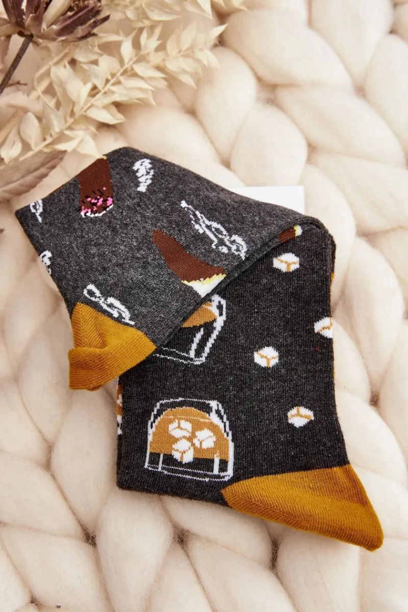 Hot Męskie Skarpetki Nie Do Pary Drink Szaro-Żółte Skarpetki|Skarpetki