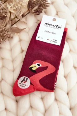 Outlet Męskie Skarpetki Nie Do Pary Flamingi Ciemnoróżowe Skarpetki|Skarpetki