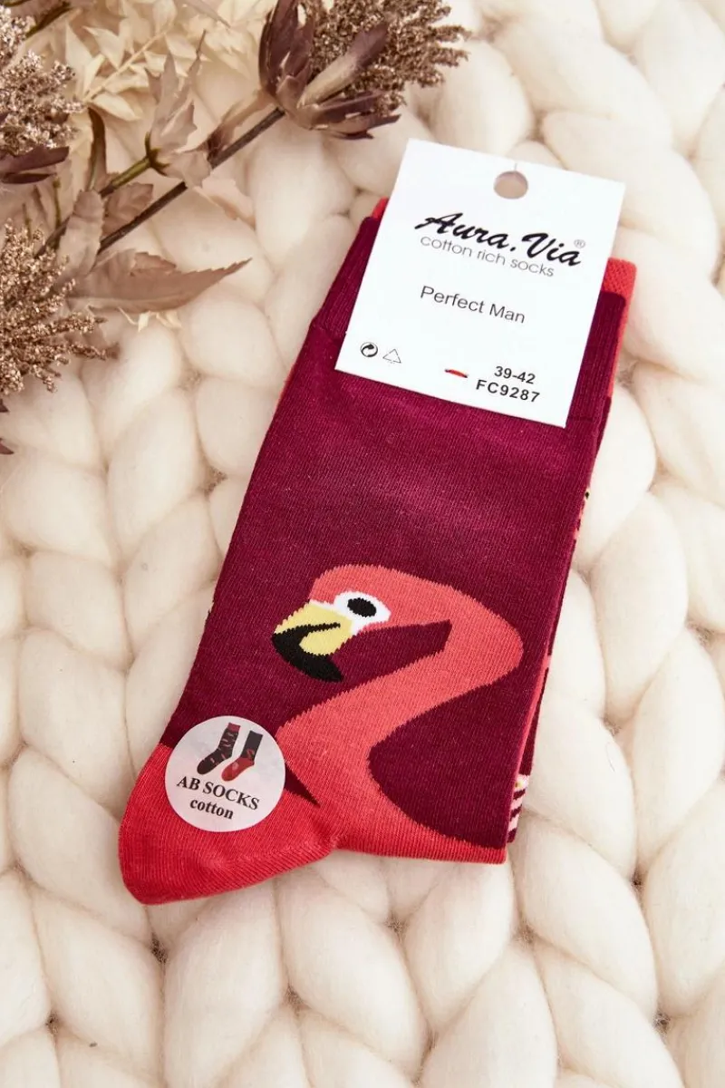 Outlet Męskie Skarpetki Nie Do Pary Flamingi Ciemnoróżowe Skarpetki|Skarpetki
