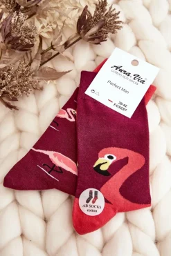 Outlet Męskie Skarpetki Nie Do Pary Flamingi Ciemnoróżowe Skarpetki|Skarpetki
