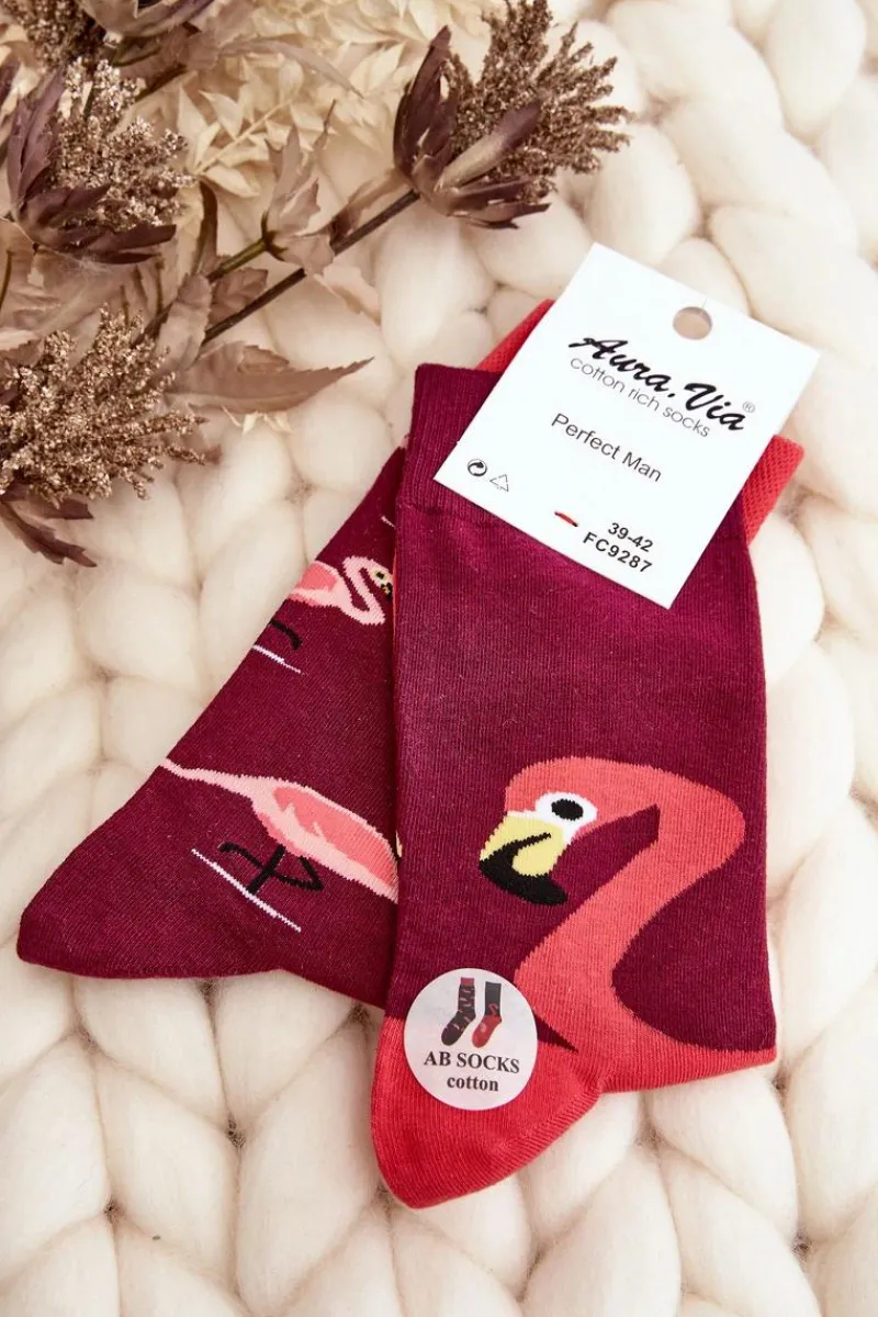Outlet Męskie Skarpetki Nie Do Pary Flamingi Ciemnoróżowe Skarpetki|Skarpetki