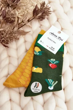 New Męskie Skarpetki Nie Do Pary Warzywa Zielono-Żółte Skarpetki|Skarpetki