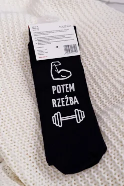 Outlet Męskie Skarpetki SOXO Najpierw Masa Potem Rzeźba Skarpetki|Skarpetki