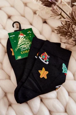 Discount Męskie Skarpetki W Świąteczne Wzory Czarne Skarpetki|Skarpetki
