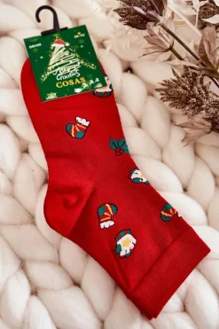 Outlet COSAS Męskie Skarpetki W Świąteczne Wzory Czerwone