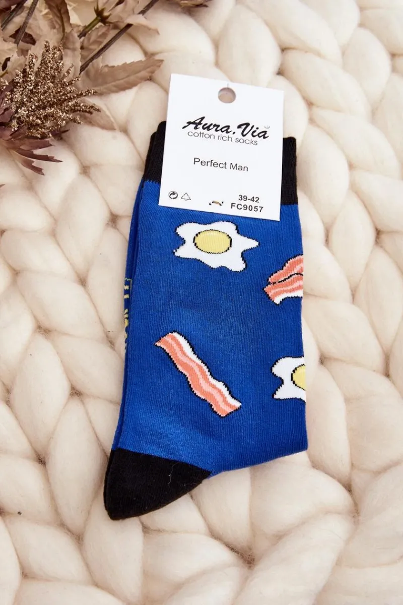 Skarpetki|Skarpetki>Aura.via Męskie Skarpetki We Wzory Jajko Niebieskie