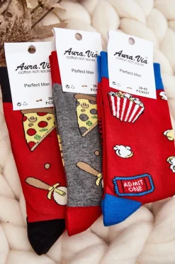 Best Męskie Skarpetki We Wzory Pizza Szare Skarpetki|Skarpetki