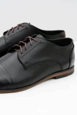 Półbuty Casual></noscript>Boto Męskie Skórzane Czarne Półbuty Livio