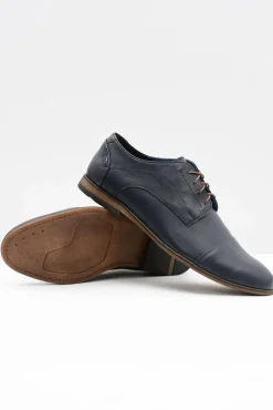Online Boto Męskie Skórzane Granatowe Półbuty Livio
