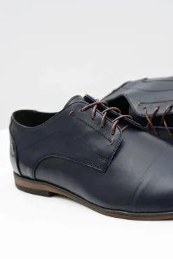 Online Boto Męskie Skórzane Granatowe Półbuty Livio