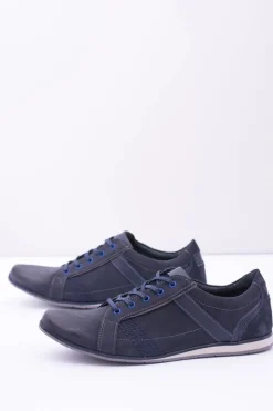 Best Męskie Skórzane Granatowe Półbuty Denali Męskie Półbuty Casual