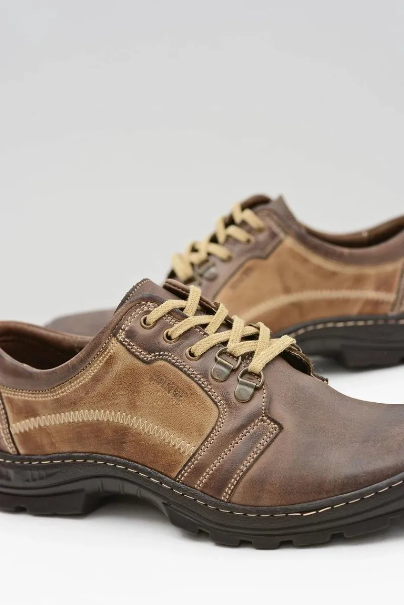 Sale Męskie Skórzane Klasyczne Brązowe Półbuty Favello Męskie Półbuty Casual