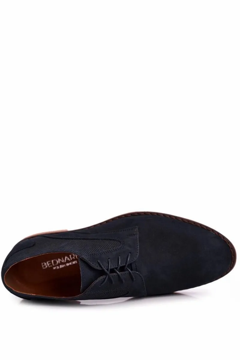 Mokasyny Sznurowane|Bednarek Polish Shoes>Boto Męskie Skórzane Mokasyny Nubuk BEDNAREK Granatowe