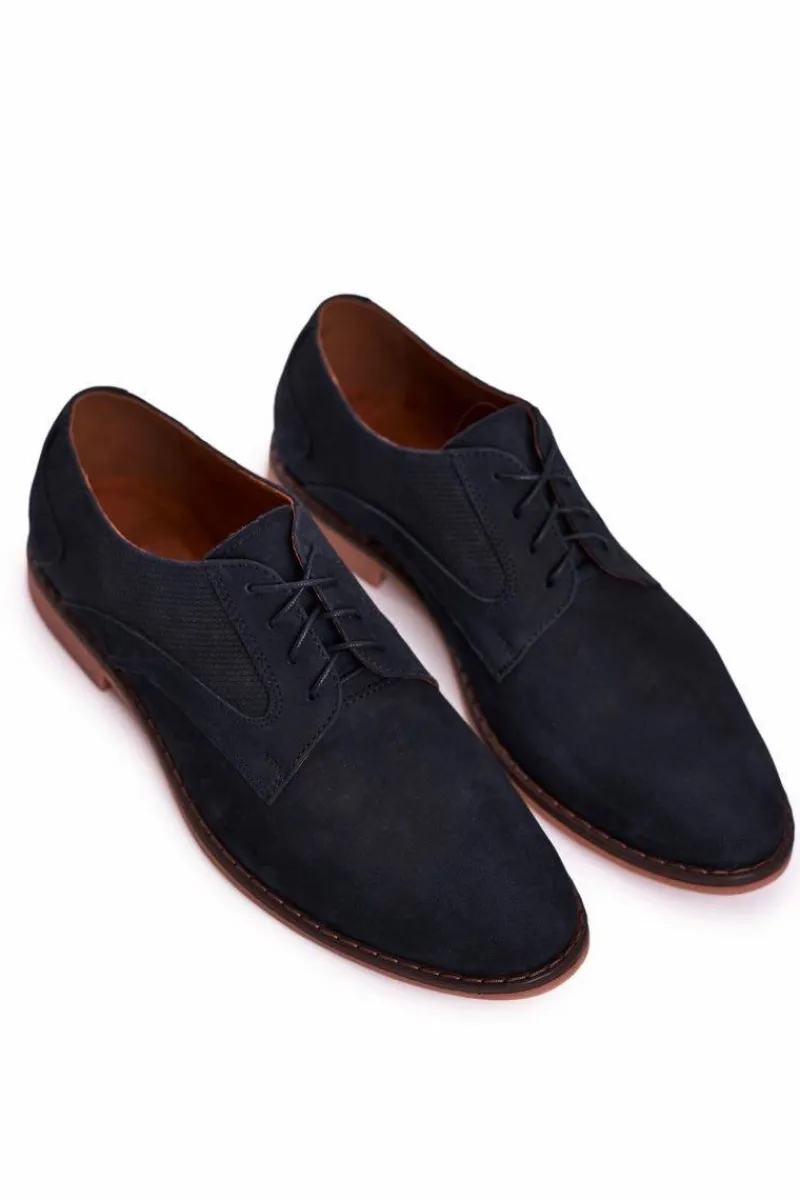 Mokasyny Sznurowane|Bednarek Polish Shoes>Boto Męskie Skórzane Mokasyny Nubuk BEDNAREK Granatowe