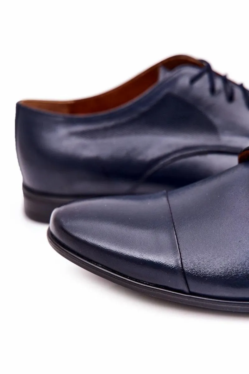 Bednarek Polish Shoes|Półbuty Eleganckie>Boto Męskie Skórzane Mokasyny Z Czarną Podeszwą BEDNAREK Granatowe