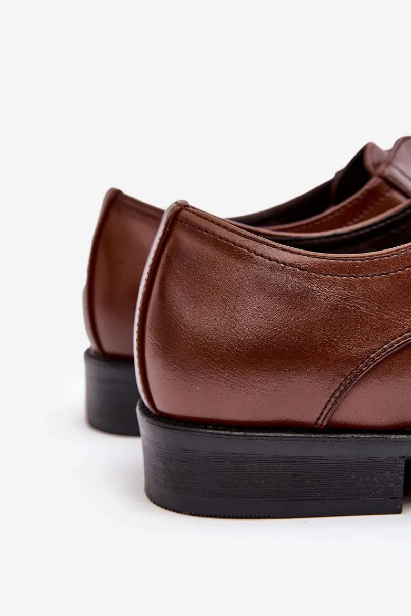 Półbuty Eleganckie>Evento Męskie Skórzane Półbuty Brązowe Harene Brązowy