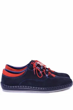 Boto Męskie Skórzane Półbuty Casual Granatowe Bill