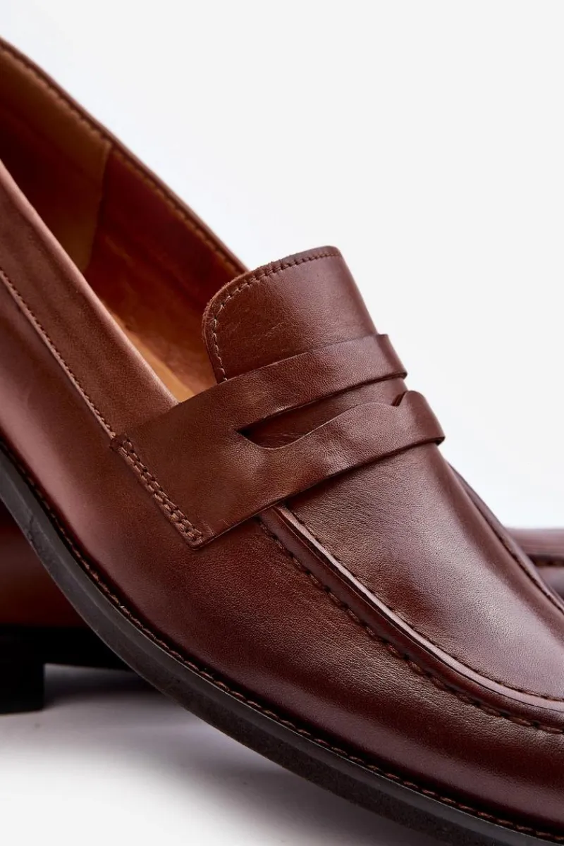 Outlet Zazoo Męskie Skórzane Półbuty Loafersy 1570/1 Brązowe Brązowy