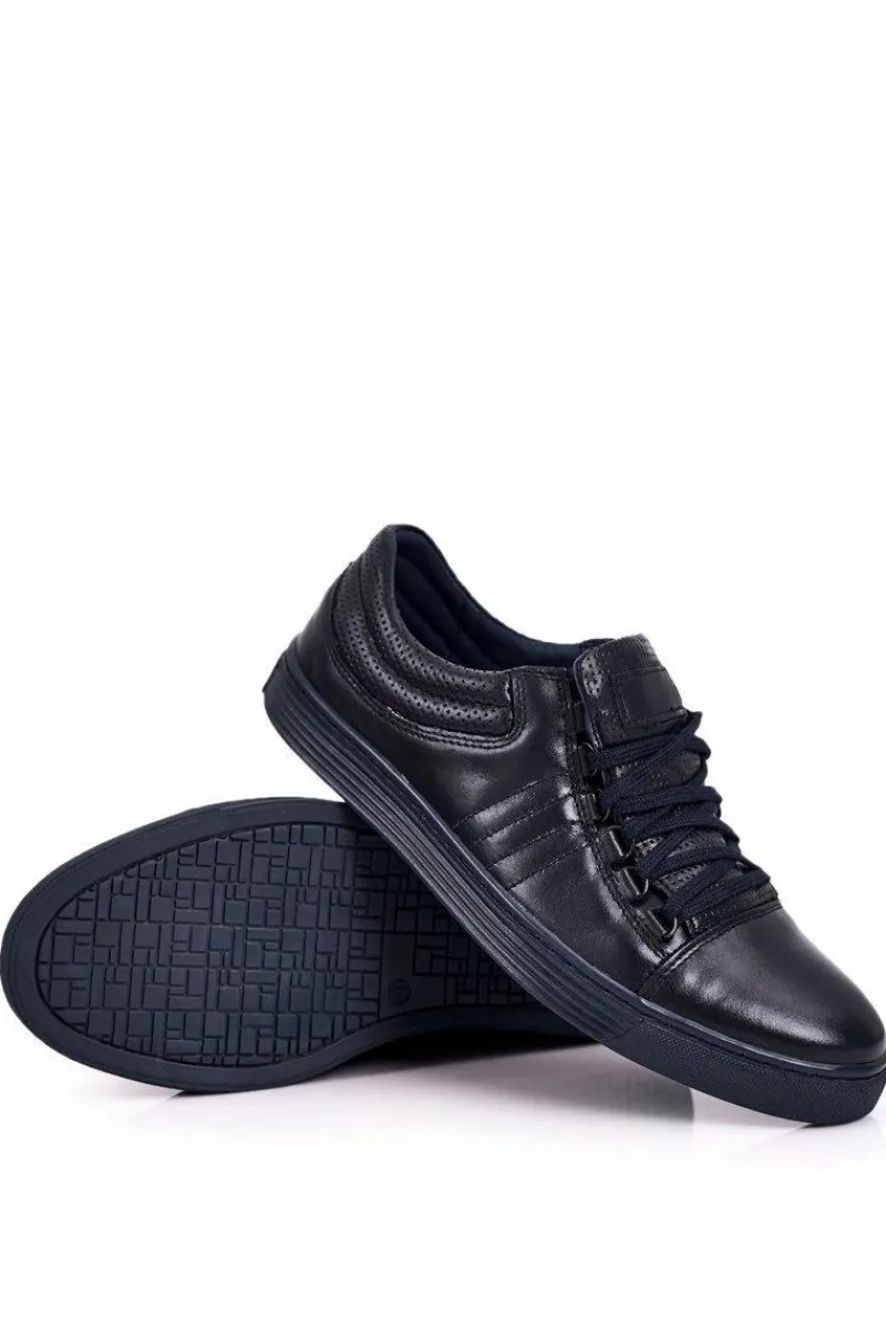 Best Boto Męskie Skórzane Półbuty Tenisówki BEDNAREK Granatowe