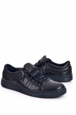 Best Boto Męskie Skórzane Półbuty Tenisówki BEDNAREK Granatowe