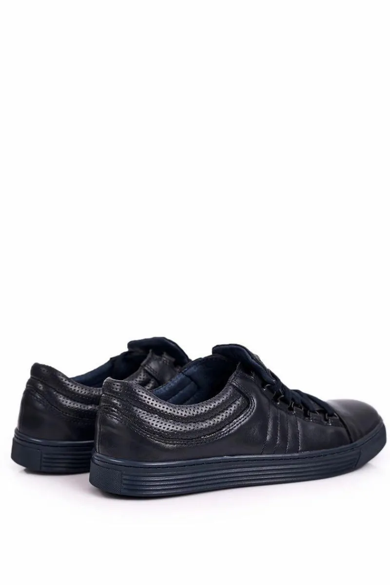 Best Boto Męskie Skórzane Półbuty Tenisówki BEDNAREK Granatowe