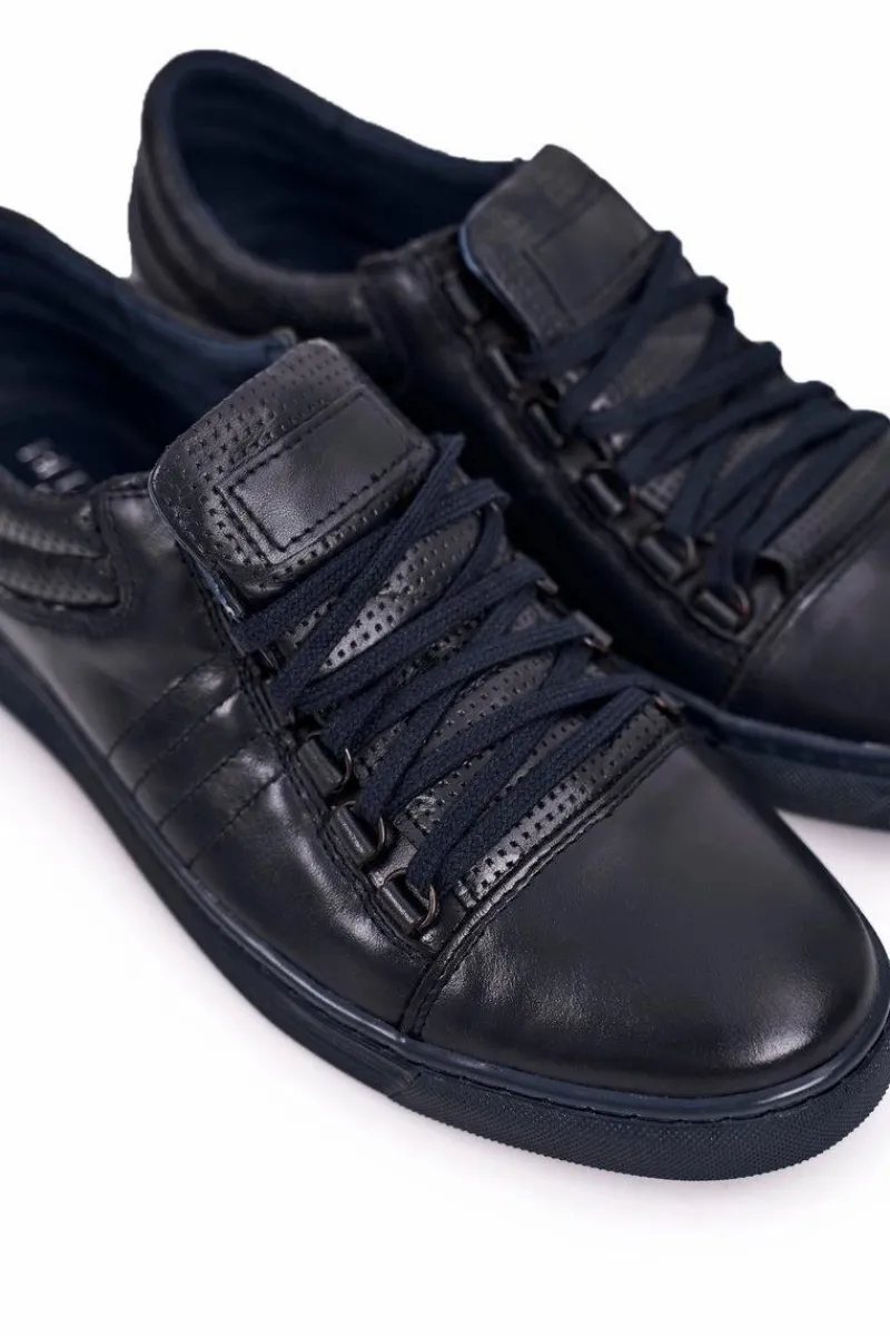 Best Boto Męskie Skórzane Półbuty Tenisówki BEDNAREK Granatowe