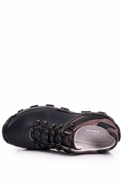 Outlet Męskie Skórzane Półbuty Trekkingowe BEDNAREK Granatowe Męskie Obuwie Trekkingowe Męskie