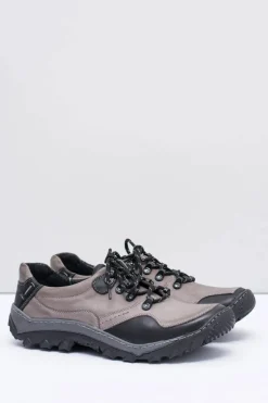 Męskie Skórzane Szare Półbuty Trekkingowe Gretin Męskie Obuwie Trekkingowe Męskie