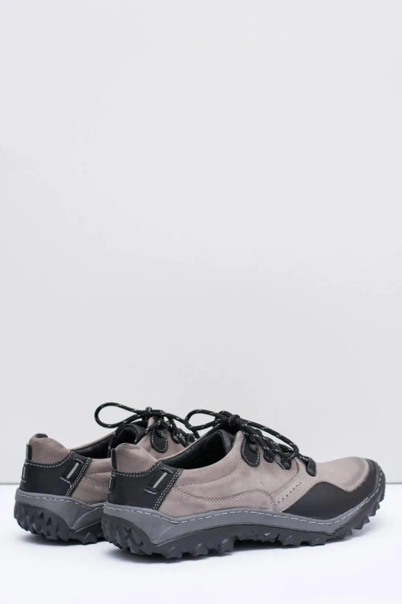 Męskie Skórzane Szare Półbuty Trekkingowe Gretin Męskie Obuwie Trekkingowe Męskie