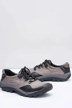 Męskie Skórzane Szare Półbuty Trekkingowe Gretin Męskie Obuwie Trekkingowe Męskie