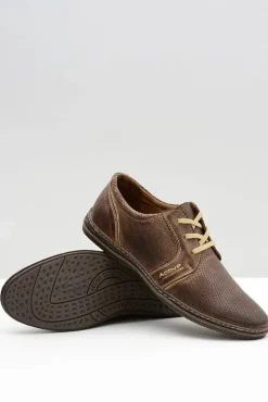 Półbuty Casual>Boto Męskie Skórzane Sznurowane Brązowe Ażurowe Półbuty Markos
