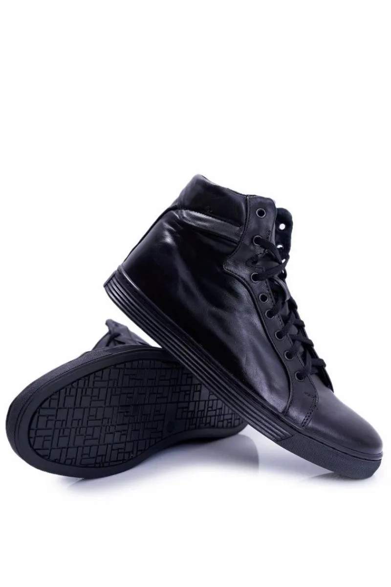 Online Męskie Skórzane Tenisówki Bednarek Czarne Edys Męskie Trampki Wysokie|Trampki Męskie Wysokie