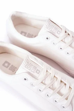 Clearance Big Star Shoes Męskie Skórzane Tenisówki Big Star II174028 Białe