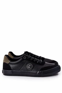 Trampki Męskie Big Star|Trampki Niskie>Big Star Shoes Męskie Skórzane Tenisówki Big Star II174008 Czarno-Zielone