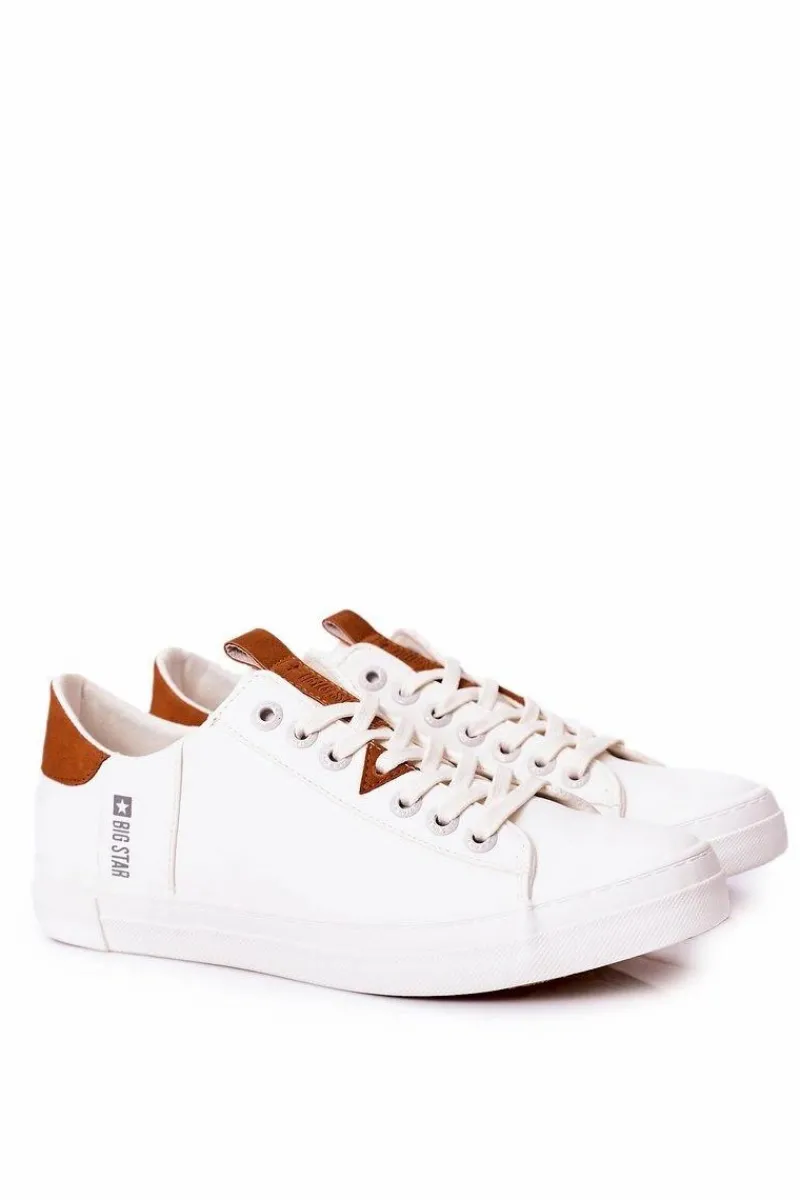Trampki Męskie Big Star|Trampki Niskie>Big Star Shoes Męskie Skórzane Tenisówki Big Star GG174025 Białe
