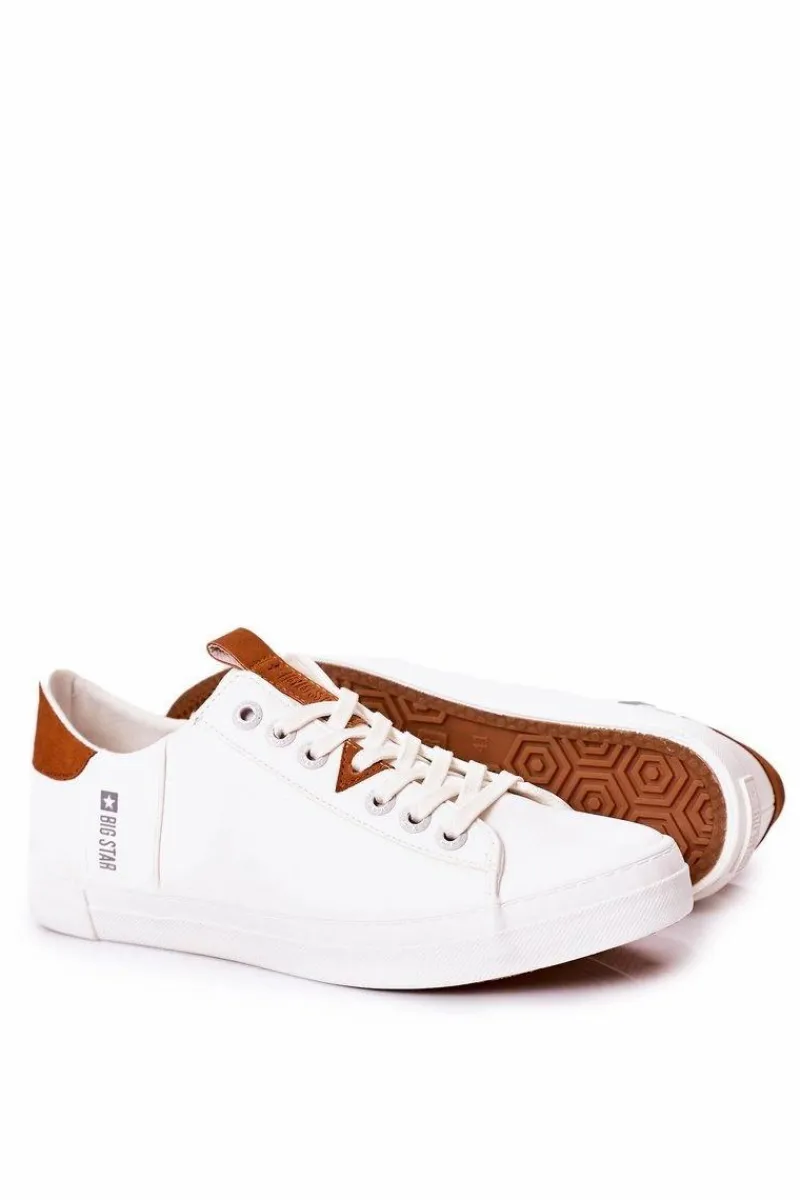 Trampki Męskie Big Star|Trampki Niskie>Big Star Shoes Męskie Skórzane Tenisówki Big Star GG174025 Białe